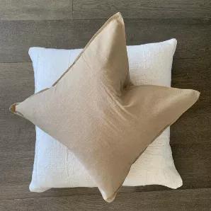 18x18inches <br>
These pillow covers are dyed with vegetable based dyed. <br>

95% linen 5% cotton <br>
these pillows are amazing quality. <br>

Hand wash only: the colors will lighten when machine washed