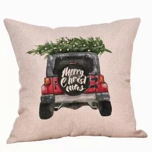 Adorable jeep throw pillows for the holiday season. <br>

Sold out last year ! The perfect addition to any jeep lovers holiday. <br>

Size 18x18 inches
