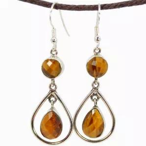 <h4>- Genuine Tigers Eye, faceted gemstone </h4>
<h4>- Sterling Silver </h4>
<h4>- Exquisite, golden to reddish brown color</h4>
<p><strong>-  Full drop is 2. inches and the width is 0.75 inches </strong></p>
<h4>- Stone size ROUND 8 mm x 8 mm  <br>- Stone size PEAR SHAPE 10 mm x 8 mm</h4>
<p><strong>﻿- The faceted cut enhances the stone's sparkle with brilliance! </strong></p>
<h4>-  Total weight of earrings : 7.0 grams</h4>
<h4>- Traditional earring hooks</h4>
<p><strong>﻿- Beze