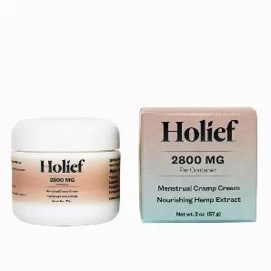 Holief hemp-infused topical Menstrual Cramp Cream is formulated to provide long lasting relief for aches and pains related to menstrual cramping. Organic, cannabinoid-rich hemp extract empowers our cream to effectively soothe and relieve those suffering from painful menstrual cramps in just minutes.<br> Rich in vitamin E and fruit oils to nourish from the outside in, giving your body the relief it needs from aches and pains associated with menstrual cramps. Enjoy our mighty proprietary formula d