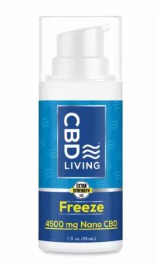 CBD Living Freeze is a cold therapy, Extra Strength 4,500mg CBD airless pump, gel infused with Broad-Spectrum Nano CBD that can be applied locally to inflamed or painful muscles. Soothing menthol creates a “cooling"effect, while CBD penetrates the skin for immediate relief.