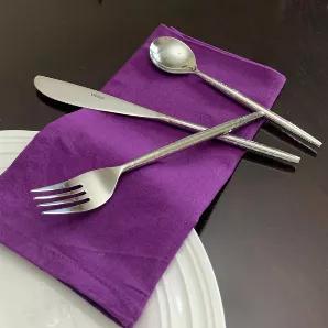 Give an attractive charm to your dining decor with Vibhsa’s luxurious flatware set. Each piece is elegantly handmade, and no 2 pieces will be alike. Handcrafted flatware set includes table knife (9.4"x0.6"x0.7"),  soup spoon (6.5"x1.2"x0.7") & dinner fork (8.2"x1.1"x0.7") This Luxury Flatware will heighten the level of sophistication of your table setting. High-quality Thickener Stainless Steel, Advanced mirror polishing technology. Hammered designed handle with High Gloss Finish gives a class