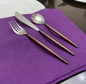 Dinner table should not be plain after your long day. Give an attractive charm to your dining decor with Vibhsa’s luxurious flatware set. Each piece is elegantly handcrafted and no 2 pieces will be alike. Vibhsa experiences you the best flatware designs for your tableware which attracts your guests on a dinner table. Set includes table setting for 12. Handcrafted flatware set includes table knife (9"x0.6"x0.7"),  soup spoon (7"x1.2"x0.7") & dinner fork (7.5"x1.1"x0.7"). This Luxury Flatware wi