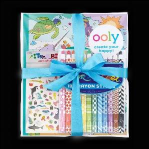 Gift wrapped set comes with the 32 page Outrageous Ocean Coloring Book, Color Appeel Crayons, and Itsy Bitsy Stickers Marine Friends. Gift Pack Size measures 8.25 x 10 x 1.25 inches.