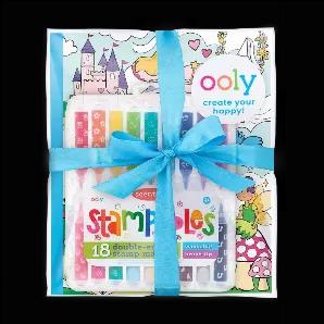 Length: 1.50
Width: 8.25
Height: 10.00
Gift wrapped set comes with a 31-page Princess and Faries Coloring Book and Stampables double-ended markers. One end is a brush tip and the other end is a scented stamp. Gift Pack Size measures 8.25 x 10 x 1.5 inches.