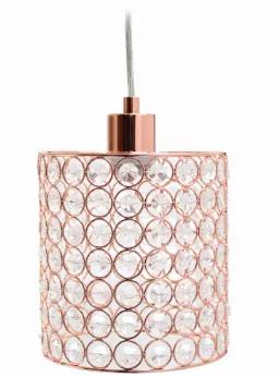 Invigorate your home d?cor with this beautiful one (1) light crystal cylinder pendant! It features a trendy Rose Gold (copper) finish and a crystal tiled shade, which hangs 5 feet. This chic styled pendant is suitable for your dining room, living room, foyer, bedroom or office!