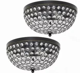 Bejewel your home with this gorgeous two (2) light Elipse crystal ceiling flush mount 2 pack. It features two (2) beautiful Restoration Bronze finish and crystal tiled shades. This fabulously chic design will be the envy of all your friends! We believe that lighting is like jewelry for your home. Our products will help to enhance your room with elegance and sophistication.
