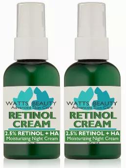 <p>Smooth Your Complexion with Hyaluronic Infused Retinol Cream. Formulated for Face and Body to inlcude chest, neck and back. Created by cosmetic dermatologists &amp; blended with hyaluronic acid, Watts Beauty 2.5% retinol cream formula offers maximum, lasting results. Skip the harsh acids and chemical peels. What is RETINOL? Retinol boost our own natural collagen levels, helps control oil while improving the appearance of wrinkles plus soothes complexion problems. This original retinol cream f