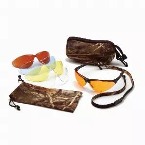 Aim high with shooting eyewear from Ducks Unlimited. These lightweight glasses ensure your comfort so that you can always hit your target. These glasses feature an adjustable nose pad, temples and lens pitch. Includes an advantage MAX-4HD Neoprene case with Ducks Unlimited logo, a microfiber cleaning bag with Ducks Unlimited logo, and camo breakaway cords. The glasses come with orange lenses and 4 replacement lenses in Amber, Sun Block Bronze, Infinity Blue, and Clear. These lenses are anti-fog 