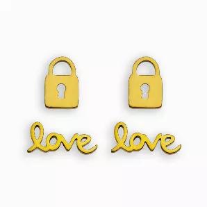 <p>Style: LOVE LOK 21272 2-Pair Stud Earrings Set.<br></p>
<p>Two pairs of romantic studs to enhance your ear stack. Treat yourself with some self-love, or gift to a loved one.   </p>
<p>Crafted from Hand Forged Graded Metal Dipped in Pure 18 Karat Gold. Free of Nickle, Lead and Cadmium. Non-Allergic and will not turn Skin Green.</p>
<ul>
<li>Wear to Dress Up or Dress Down</li>
<li>Glow in Gold: Luxurious Gold Hue from the Pure 18 Karat Gold Dipping</li>
<li>Complimentary Pouch Made from Vegan S