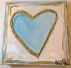 These small pieces of original artwork add the perfect touch to the home of office. Also makes perfect gifts! <br>
Each piece is original and painted with: acrylic paint, gold metallic paint, gold accents and a texture element. <br>
Painted hearts have a satin varnish. Textured hearts have a resin coat, making colors pop.<br>
 Love notes - 4x4x1 gallery wrapped canvas each one is original & one of a kind. Sets will include a variety of colors and textures. <br>
