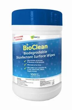 <p>BioClean Biodegradable Disinfectant Surface Wipes kill 99.9% of bacteria on surfaces when used as directed. These disposable, bleach-free and highly absorbent EPA List N wipes are safe to use on hard surfaces such as plastics, laminates, metals, stainless steel and glass. Ideal for everyday cleaning of your home and public spaces such as workplaces, retail stores, schools, hospitals, and more!<br />
Product Features:</p>

<ul>
	<li>Biodegradable disposable wipes for daily use</li>
	<li>1