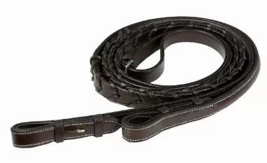 Fabulously crafted from supple, pre-conditioned leather. These are raised laced reins with a buckle at the top and has hook studs to attach them to your bit. All hardware made of stamped steel.