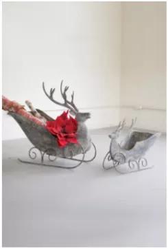 Set Of 2 Deer Sleighs Large 14" X 29" X 27"T  Small 12" X 21" X 16.5"T