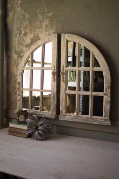 Set Of Two Arched Window Mirrors 40" X 31.5"T