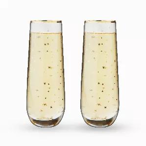 <P>Reach For The Sky With This Set Of Star-Patterned Champagne Glasses. Adorned With A Celestial Pattern, These Flutes Are Sure To Bring Festive Flair To Your Holiday Season And Make A Statement Year Round.</P> -Set Of 2 Stemless Wine Flutes <Br> -Gold Star Pattern <Br> -18 Oz Capacity <Br> -Gold Electroplated Rim <P>Bring Cheery Farmhouse Style To Your Entertaining For Warm, Elegant, Old-Fashioned Hospitality At Every Event. Twine's Collections Emphasize Rustic Elegance, Natural Materials, And 