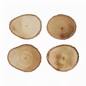 Adorn Your Tables With A Live-Edge Slice Of Nature. This Set Of Four Log Coasters By Twine Features Exposed Wood Grain And Bark, Creating A Welcoming Forest Motif. Since They Are Distinct Slices, Each One Is Slightly Different, Possessing A Unique Shape And Ring Pattern. The Log Coaster Set By Twine Is Perfect For The Modern-Rustic Home, Country Cabin, Or Urban Apartment In Need Of A Touch Of Nature. Adorn Your Tables With A Live-Edge Slice Of Nature - Wood Grain And Real Bark Edges Are The Perf