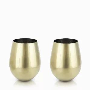 Savor Sauvignon Blanc And Chardonnay From An Eye-Catching Pair Of Stemless Gold Tumblers. Each Polished And Perfectly Rounded To Fit The Curve Of Your Palm, These Mirror-Finished Metal Glasses Collect And Intensify The Aromas Of Your Drink For An Appetizing Taste Every Time.<Br><Ul><Li>Includes 2 Tumblers</Li><Li>Each Tumbler Accommodates 18 Oz Comfortably</Li><Li>Stainless Steel Construction</Li><Li>Polished Gold Plating</Li></Ul> Set Of 2 Holds 18 Oz Stainless Steel Construction Polished Plati