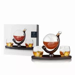 <P>You Deserve Glassware That Matches The Quality Of Your Spirits.</P> <P>The Globe Decanter & Whiskey Tumblers Set By Viski Is The Perfect Way To Enjoy High-End Liquor In Style. </P> <P>This Striking Set Is Etched With The Continents Of The World, Creating A Beautiful Frosted Look That Perfectly Displays The Liquid Within. Each Tumbler Features Subtle Curves To Help Capture And Concentrate Aroma For A Wonderful Nosing Experience.</P> <P>This Decanter And Tumbler Set Looks Amazing In A Den, Offi