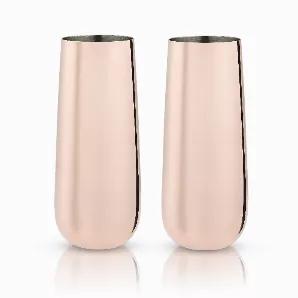 Savor Champagne, Prosecco, And Sparkling Ros? From An Eye-Catching Pair Of Stemless Copper Tumblers. Each Polished And Perfectly Rounded To Fit The Curve Of Your Palm, These Matte Black Metal Glasses Collect And Intensify The Aromas Of Your Drink For An Appetizing Taste Every Time. Set Of Stylish Copper Champagne Glasses - Stylish, Shatterproof, And Perfect For Wine And Cocktails, These Metal Champagne Flutes Make A Striking Statement. Add These Copper Stemless Wine Glasses To Your Cocktail Glas