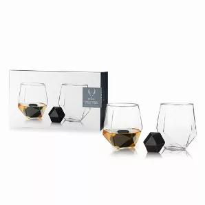 Crafted For The Connoisseur, This 4-Piece Angled Tumbler And Rocks Set Provides A Stylish Sipping Experience. The Unique Design Of Our Crystal Tumblers Captures And Enhances The Aroma Of Fine Spirits, Just Like The Best Sipping Glasses. But The Facets Also Refract Light And Show Off Liquid In A Modern, Enticing Way That Other Glasses Can'T Match. Combined With Two Large Hexagonal Whiskey Stones Made Of Black Basalt, This Is A Set That Is As Fun To Look At As It Is To Sip Out Of. To Keep Your Whi