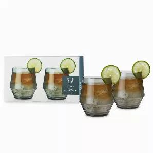 Inspired By The Elegance Of Art Deco Architecture And American Cocktail Culture Of The 1920S, These Glasses Will Bring A Uniquely Sophisticated Presentation To Any Mixed Drink.<br> Lowball Cocktail Tumblers<br> Set Of 2<br> Transparent Black Borosilicate Glass<br> 14 Oz Capacity<br> Dishwasher Safe<br> From Graceful Decanters To Stylish Coupes, Viski Is Dedicated To Elegant Design. Each Collection Explores A Timeless Bar Style Such As Art Deco Or Mid-Century Modern For A Refined Addition To Your