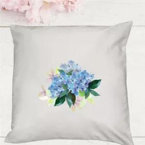 Hydrangea Pillow Cover. <br>
The Hydrangea represents gratitude, grace and beauty. These radiant flowers will bring peace and harmony to any space. Add them to your decor to brighten up your space. <br>
Removable, so you can keep recovering your pillows season after season without the added space of a full pillow. <br>
18x18 White woven Polyester. <br>
Will fit either 18x18 or 20x20 (for a fuller look) pillow insert. <br>
The design is sublimated onto the cover so no cracking, peeling or fading!
