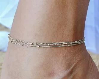 You have just found the dainty anklet bracelet that has the power to make women feel:<br>
- chic and stylish; <br>
- feminine and elegant;<br>
- unique and fabulous.<br>

Product - details and features:<br>
- 9" anklet comes with 2" attached extender (9" - 11");<br>
- Sterling Silver 1mm satellite chain;<br>
- three chains attached to one clasp:<br>
- wire wrapping details;<br>
- Sterling Silver spring ring closure;<br>
- handmade in California, USA.<br>

This elegant piece handcrafted with tale