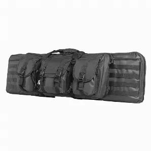 The 42 Inch Vism Double Carbine Case allows 2 carbines to be transported with a center divider to prevent weapons from contacting each other. It features additional storage pouches to store mags or other items and extra MOLLE for additional pouches or gear.