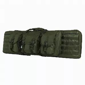 The 42 Inch Vism Double Carbine Case allows 2 carbines to be transported with a center divider to prevent weapons from contacting each other. It features additional storage pouches to store mags or other items and extra MOLLE for additional pouches or gear.