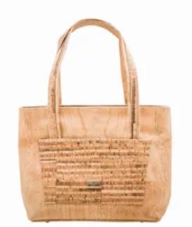Handcrafted of genuine cork. Compact, yet spacious. Featuring a centered zippered compartment to hold a tablet or your most used essentials.  Easy access front and back slip pockets adding functional sophistication to your everyday style. 