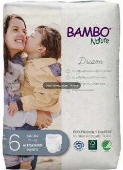 Bambo Nature’s eco-friendly, disposable training pants are free of harmful chemicals, all known allergens and now the fluff pulp is made TCF (totally chlorine-free). These training pants are designed to make potty training easy. Your toddler will feel like a big kid with our flexible, thin and easy to pull up and down design. Our training pants feature a three-layer design with a super absorbent core that can stand up to multiple wettings—even overnight. And just like our diapers, Bambo Natu