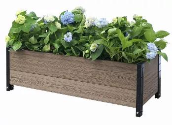 This planter box is ideal on decks, porches, balconies… anywhere you want to garden. Add a Trellis Kit for climbing plants. Even sturdy enough to convert to an outdoor bench when preferred. <br>
Wood plastic composite boards provide a genuine texture of wood while ensure a long, maintenance free life in outdoor conditions. <br>
Heavy duty steel brackets are galvannized and coated with UV resistent powder to support strength and durability.<br> 
Easy to assemble with no complex tools needed.<br