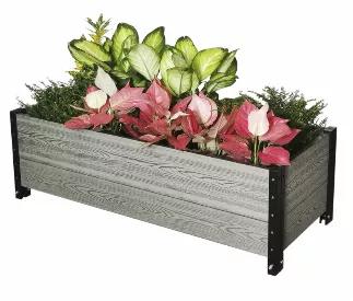 This planter box is ideal on decks, porches, balconies… anywhere you want to garden. Add a Trellis Kit for climbing plants. Even sturdy enough to convert to an outdoor bench when preferred. <br>
Wood plastic composite boards provide a genuine texture of wood while ensure a long, maintenance free life in outdoor conditions. <br>
Heavy duty steel brackets are galvannized and coated with UV resistent powder to support strength and durability. <br>
Easy to assemble with no complex tools needed.<br
