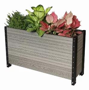 This deep trough bed allows for adjustable planting depths from 7-1/2"" to 16-1/2"". <br>
An elegant decoration that also allows practical flexibilities for today's gardener. <br>
Wood plastic composite boards provide a genuine texture of wood while ensure a long, maintenance free life in outdoor conditions. <br>
Heavy duty steel brackets are galvannized and coated with UV resistent powder to support strength and durability. <br>
Easy to assemble with no complex tools needed.<br>
Load Capacity: 