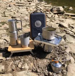 <p>This bundle provides all our gear that will help you set up an outdoor kitchen. It includes;<br />
The Multi-fuel Stove, designed to burn wood or gas. The Stove has folding legs and a collapsible combustion chamber, so it is stable for cooking, but compact for storage.<br />
The Gas Adapter, designed for use with lindal-style canisters. The Gas Adapter has a 13-inch-long hose and a flow control.<br />
The Prep Surface, designed for cutting, staging or serving food. The Prep Surface has a b