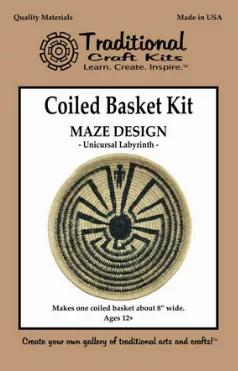 This kit is intended for advanced skill level; someone who has already made a beginner coiled basket. This basket will take approximately 24 hours to complete and it is recommended to stitch in several sessions, taking frequent breaks. Coiling is a basketry method where one material is wrapped around another in a spiral. Generally the materials used for wrapping are soft and flexible while the coil can be a bit more rigid. These instructions will teach you how to coil a shallow tray shaped baske