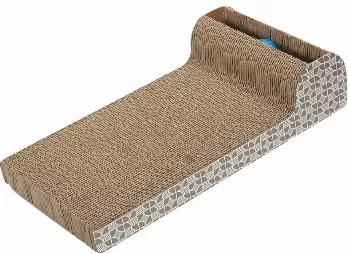 Cardboard scratching post that help stop your pet from scratching up and destroying your home's furniture. Two pieces per pack and made from highly durable cardboard. Now comes in a unique L-shape.  Contains a plastic toy ball and cat nip for it to play with. 