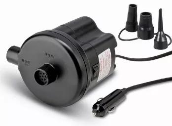 Pittman Outdoors® Portable Air Pump with 16' Cord & DC Automotive Plug is designed to plug into your trucks cigarette lighter/utility plug and inflate your AirBedz while in the truck bed. Also handy for other inflatable’s when your vehicle is the only power source available. 3 Universal Adapter Fittings Included. It comes with an extra-long 16-foot cord to extend comfortably from your car and has three universal valve adapters -- so you can bet that whatever you're trying to inflate will be r
