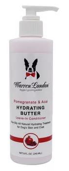 Warren London Hydrating Butter is an intense hydrating leave-in conditioner which will keep your dog's skin and coat silky smooth without feeling oily. The formula contains a special humectant which is designed to release moisturizing emollients every 2 hours for a total 24-hour hydration. This moisturizer works on all types of coats, and has great results on dry scaly skin types that are prone to dandruff. Proudly made in the USA.
