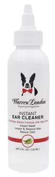 Warren London Instant Ear Cleaner is a gentle and effective cleanser, which cleans, deodorizes, acidifies, and dries the ears to prevent odor, itching, and irriation without stinging. Contains aloe vera and natural eucalyptus extract to rejuvenate and provide relief.