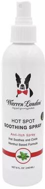 Warren London Hot Spot Soothing Spray provides instant topical relief to dogs and cats suffering from flea bites, hot spots, allergies and irritated skin. Infused With Natural Plant & Botanical Based Ingredients (Menthol, Clove Oil, Eucalyptus, and Peppermint Oil).