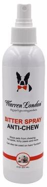The Warren London Bitter Spray Anti-Chew is used to discourage pets from destructively chewing their body and household items. The spray on formula creates a taste and odor that is not overwhelming, but strong enough to keep your dog from licking or chewing things they should not be!