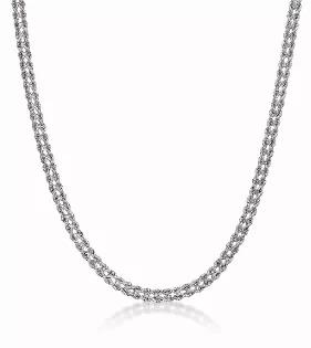 Sterling Silver Textured double rope chain design necklace.<br>
Secures with a polished lobster claw clasp. <br>
Measures approximately: 20"L x 3/8"W