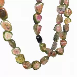 <p>Natural Bicolor Watercolor Tourmaline Nugget Beads Jewelry Supplies for Jewelry Making </p> <p>Sold as = 13" Strand<br> Stone = Natural Untreated Watermelon Tourmaline<br> Origin = Africa<br> Grade = AAA+ Grade<br> Shape = Irregular / Fancy Shape<br> Faceted = No<br> Size = ( LxW) 10x8mm - 14x10mm</p> <p>Tourmaline is said to strengthen both body and spirit. It is believed to attract inspiration, aide concentration, encourage balance and promote understanding. Tourmaline are also thought to c