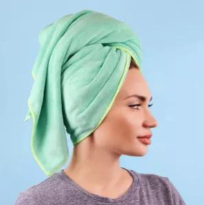 This hair towel is made with ultra-lightweight Sleek’e hair technology. Our Sleek’e Microfiber Hair Towel gently dries your hair reducing frizz, leaving your hair ready to style. Multi-task while wearing the Sleek’e hair towel to reduce your getting ready time by 50%.