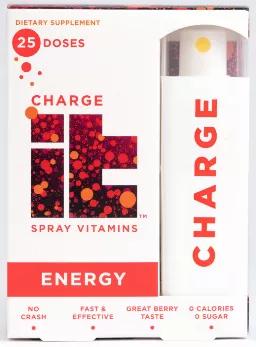 The fast way to increase your energy.<br>

Unlike other energy products on the market, CHARGEit gives you the energy you need with just a few quick sprays under your tongue. Made from ingredients like ginseng, which fights fatigue and lowers stress levels, also ginkgo biloba, which enhances cardiovascular function, CHARGEit will help support your mental focus and get you through that midday slump. Plus, with natural caffeine and a range of B vitamins, it only takes 7 simple sprays under your ton