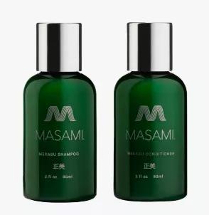 Enriched with the nourishing power of the Japanese ocean botanical Mekabu, this luxurious travel size shampoo and conditioner set adds shine and hydration for all hair types. <br>

MASAMI's Travel Size Shampoo's nutrient-rich formulation fortifies and reawakens hair. Apricot oil, coconut oil and Laminaria Japonica (kombu) provide the nutrients and vitamins important for healthy hair. MASAMI Travel Size Shampoo is the ultimate in hydration for hair and nourishment for the scalp.<br>

MASAMI Trave