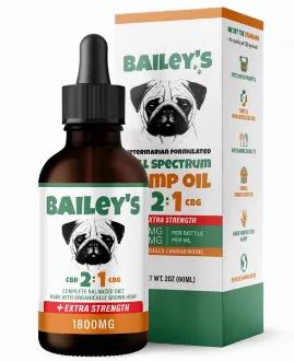 Has your dog been using CBD for awhile, and have you found that they require more than the average pup? Or perhaps your dog is getting older, or has a debilitating or terminally ill condition? Well Bailey's +Extra Strength tincture provides 1800MG of plant-based cannabinoids in a 2:1 CBD to CBG Full Spectrum Hemp Oil profile, which may be the ideal product for your pup in need! By retaining a whole-plant profile, our 2:1 CBD to CBG formulation contains a wide array of hemp-based cannabinoids, te