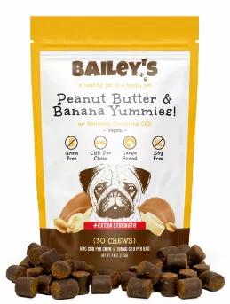 Who said treat time had to be boring?! Satisfy your pup's sweet tooth with these delicious Peanut Butter & Banana Yummies! Packed with fatty omega acids to support your furry friend's growth and overall bodily function, these Yummies make the perfect treat for any busy or active pup. Each Yummie contains 3mg of our finest CBD-rich full spectrum hemp oil, contributing to your pup's daily dose of CBD to help keep them calm, healthy & happy. Whether used as a reward or a daily snack, these buttery 
